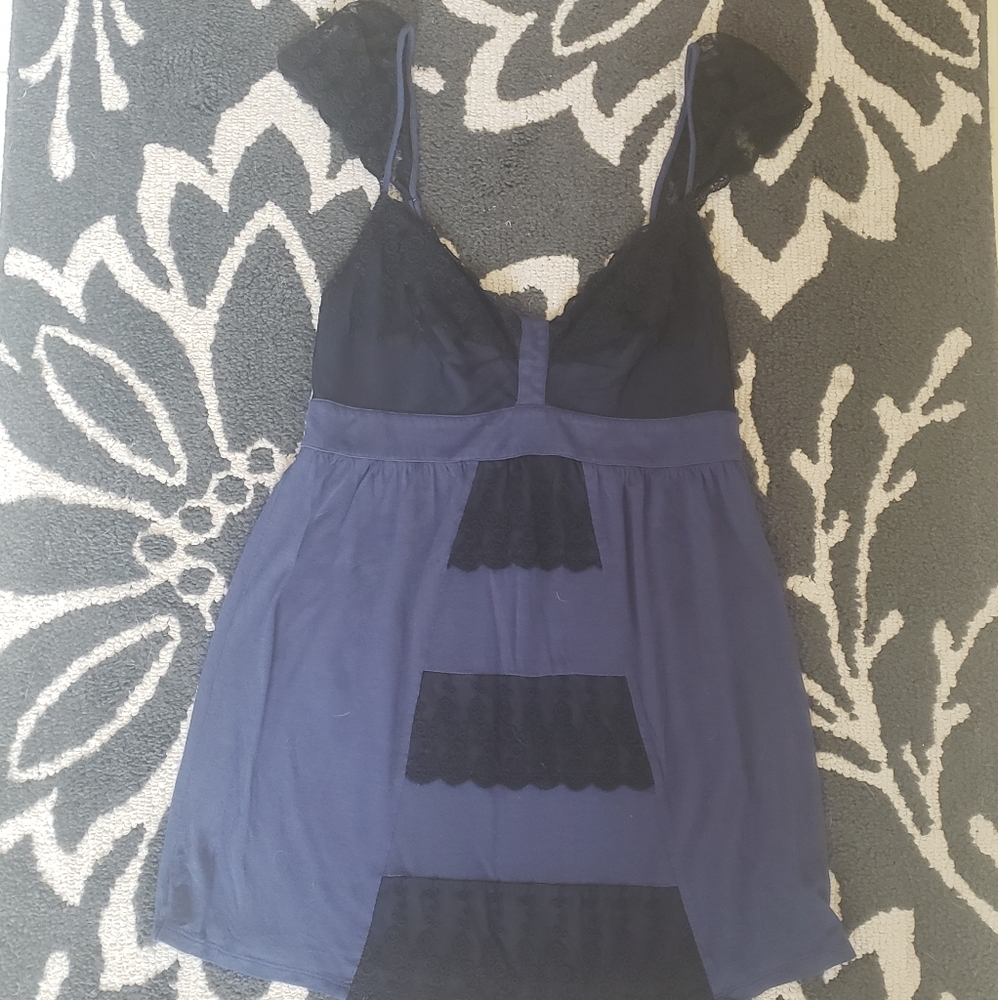 Navy with Black Lace Tunic Tank